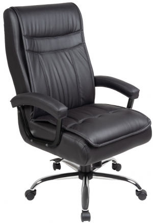 CAD - 46  Cadeira De Escritório Presidente Giratória Cromada Com Braço Estofada Com Relax 