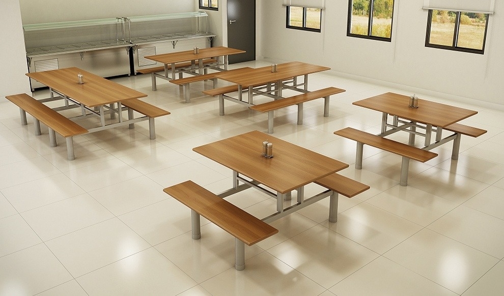 ME - 45 Mesa Para Refeitorio Em Formica Banco Reto 04/06/08 Lugares 25 m.m Varias Cores (180x080x150) 
